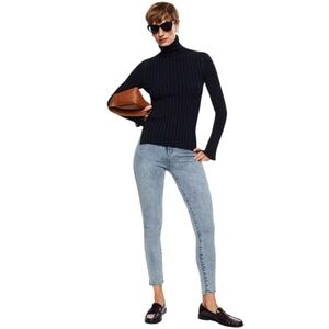 MANGO Light Wash Mid Waist Figure Hugging Skinny Jeans